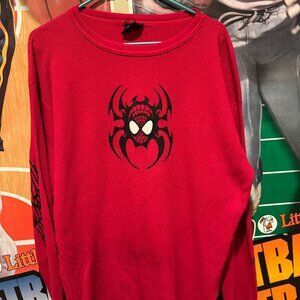 Vintage 90s Marvel Spider-Man Red Thermal Long Sleeve Changes tag (Men's 2XL)